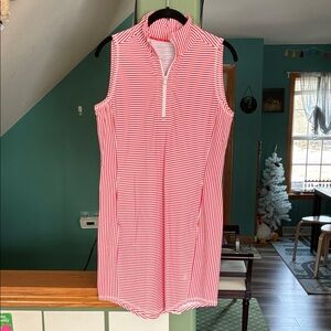 Tommy Bahama Red and White Striped Zip-Up Top